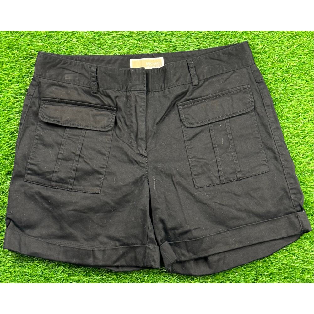 Michael Kors Womens Shorts Size 8 Black Cargo Utility Pockets Stretch Cotton